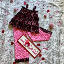 Load image into Gallery viewer, Phyllis pajama set -black and pink love u
